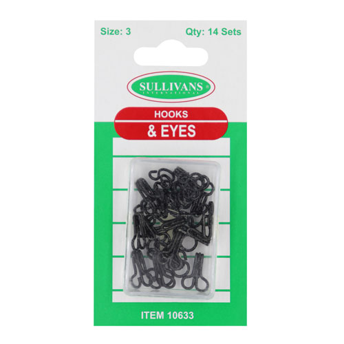 10633 Sullivans Hook & Eyes - Size 3 - Black