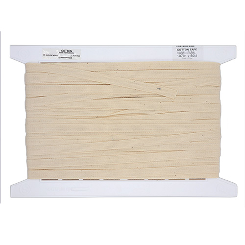 10701 Sullivans 10mm Cotton Tape - Natural - 50m 