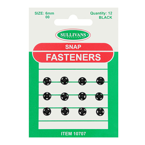 10709 Sullivans Snap Fastener - Size #0/7mm - Black
