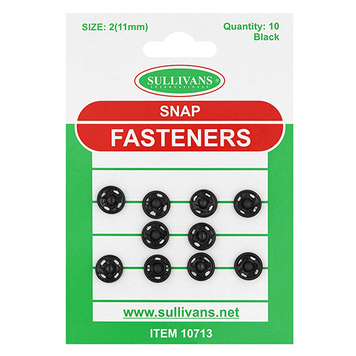 10713 Sullivans Snap Fastener - Size #2/11mm - Black
