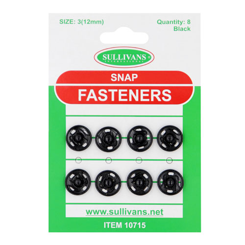 10715 Sullivans Snap Fastener - Size #3/12mm - Black