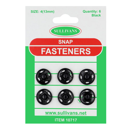10717 Sullivans Snap Fastener - Size #4/13mm - Black