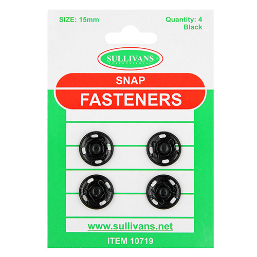 10719 Sullivans Snap Fastener - Size #7/15mm - Black