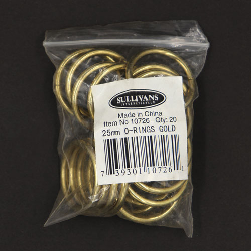 10726 Sullivans O Ring - 25mm - Gold - 20pcs