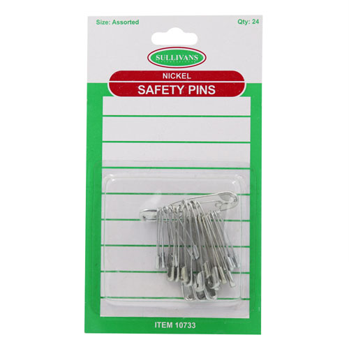 10733 Sullivans Safety Pins - Assorted Sizes - Silver