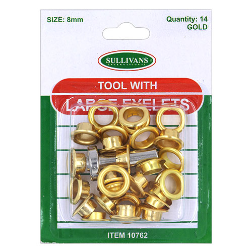 10762 Sullivans 8mm Eyelets Plus Tool - Gold