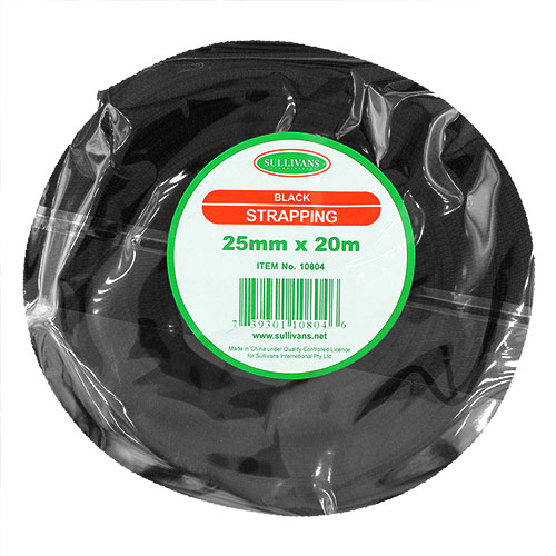 10804 Sullivans 25mm Polypropylene Strapping - Black  20mt