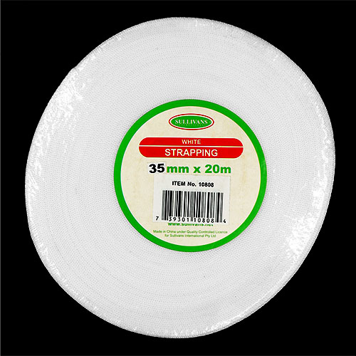 10808 Sullivans 35mm Polypropylene Strapping - White -  20mt