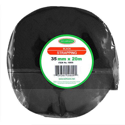 10809 Sullivans 35mm Polypropylene Strapping - Black - 20mt