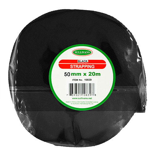 10839 Sullivans 50mm Polypropylene Strapping - Black -  20mt