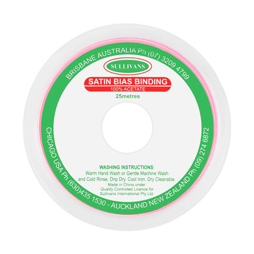 10847 Sullivans 20mm Satin Bias Binding - Pink