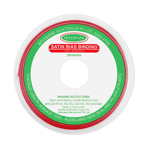 10848 Sullivans 20mm Satin Bias Binding - Red