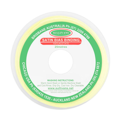 10863 Sullivans 20mm Satin Bias Binding - Lemon