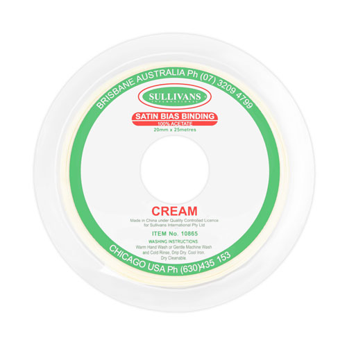 10865 Sullivans 20mm Satin Bias Binding - Cream