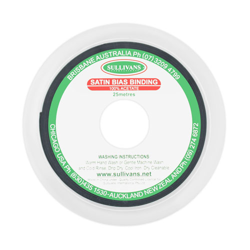 10871 Sullivans 20mm Satin Bias Binding - Black