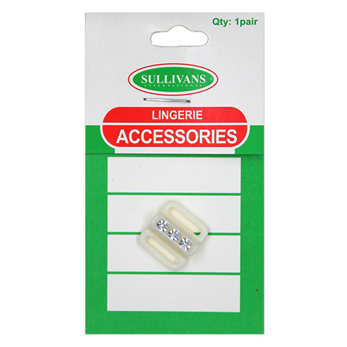 10983 Sullivans 11mm Bikini Front Hook Clasps - Cream With Diamante