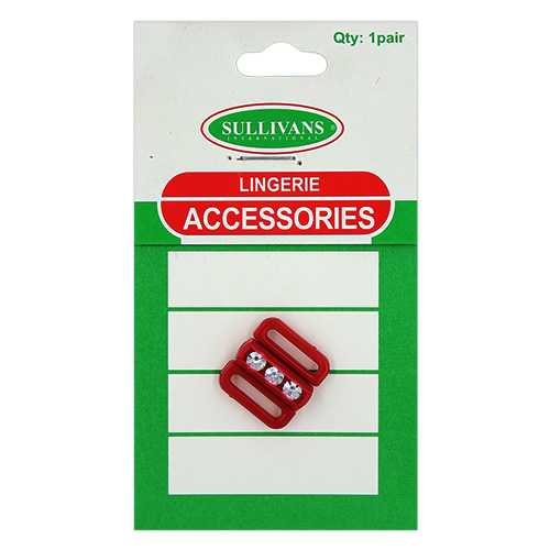 11038 Sullivans 11mm Bikini Front Hook Clasps - Red Diamonte