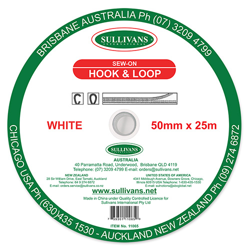 11065 Sullivans Hook & Loop Tape - 50mm - White
