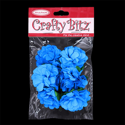 11187 Crafty Bitz Flower With Stem - Pale Blue - 6pcs