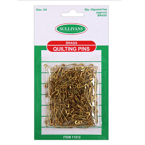 11212 Sullivans Quilter Safety Pins - Size #000 - Brass
