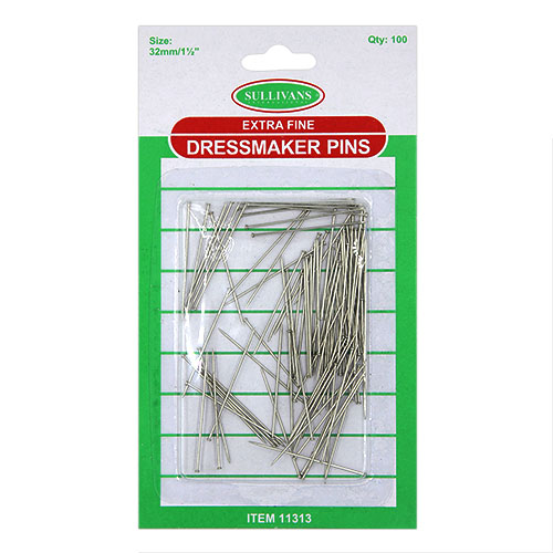 11313 Sullivans 32mm Dressmaker Pins - Extra Fine - 100pcs
