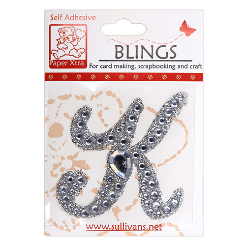 11421 Paper Xtra 55mm Self Adhesive Bling Letters - Cursive K