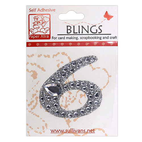 11444 Paper Xtra 55mm Self Adhesive Bling Numbers - Cursive 6
