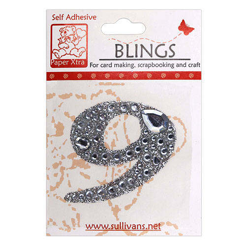 11447 Paper Xtra 55mm Self Adhesive Bling Numbers - Cursive 9