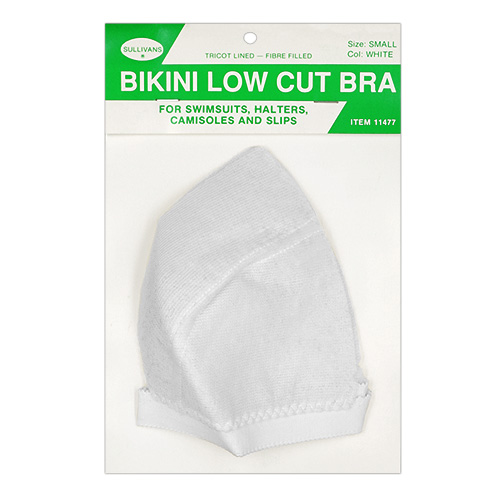 11477 Sullivans Low Cut Bikini Bra Cups - White - Small