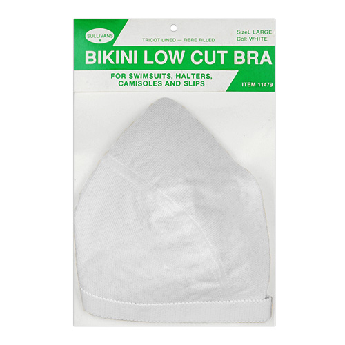 11479 Sullivans Low Cut Bikini Bra Cups - White - Large