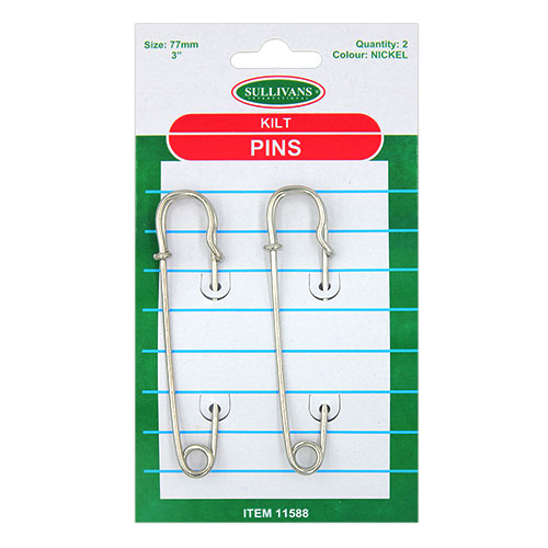 11588 Sullivans 77mm Kilt Pins - Silver - 2pcs