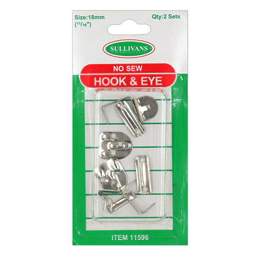 11596 Sullivans 18mm No Sew Hook & Eye Set