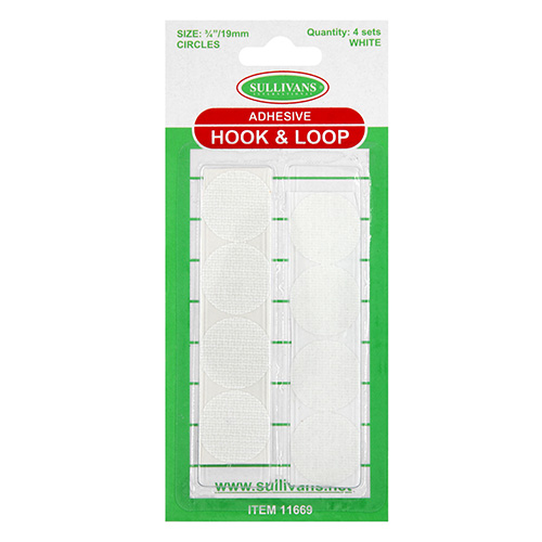 11669 Sullivans Stick On Hook & Loop Dots - 19mm - White
