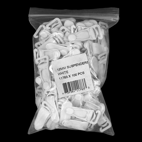 11783 Sullivans 12mm Hosiery Suspenders - White - 50pairs