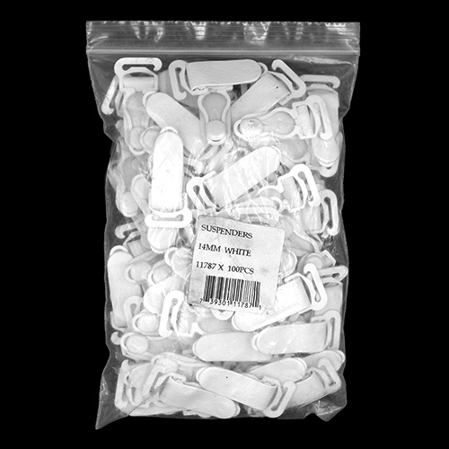 11787 Sullivans 14mm Hosiery Suspenders - White - 50pairs