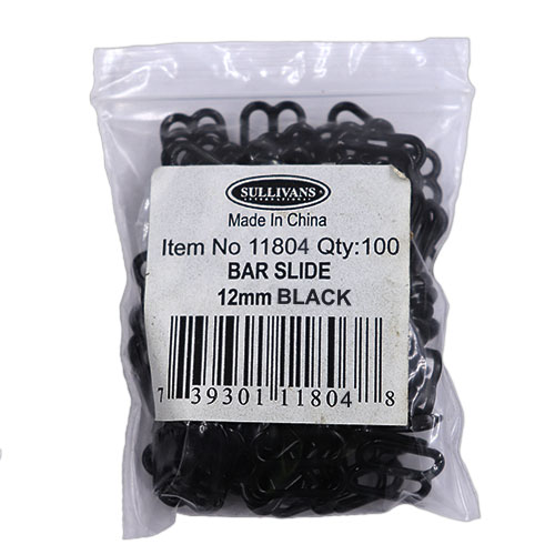 11804 Sullivans 12mm Bar Slide - Black - 100pcs