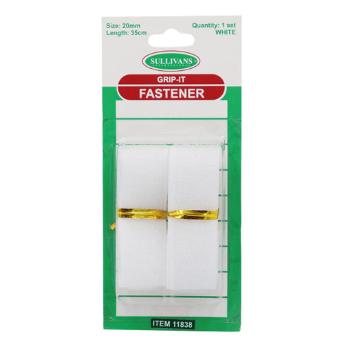 11838 Sullivans 20mm Sew On Grip It Fastener - White