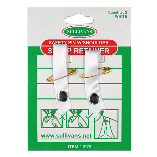 11975 Sullivans Safety Pin With Shoulder Strap Retainer - White