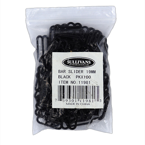 11981 Sullivans 19mm Bar Slide - Black - 100pcs