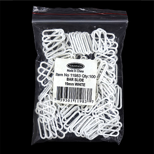 11983 Sullivans 19mm Bar Slide - White - 100pcs