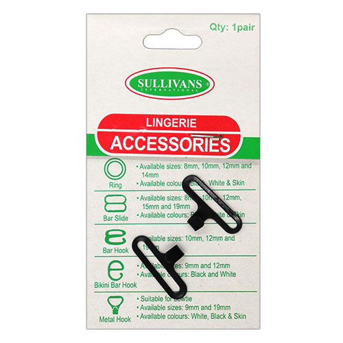 11984 Sullivans 19mm Metal Lingerie Hook - Black