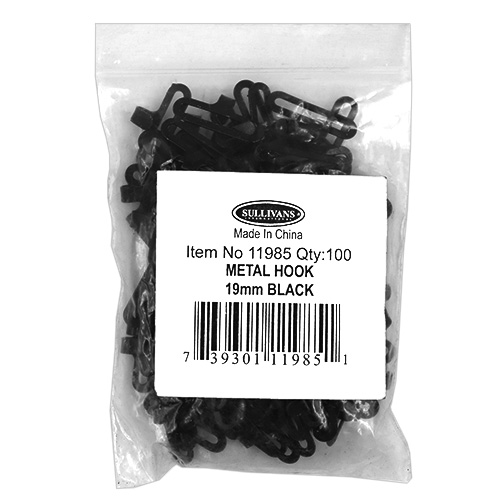 11985 Sullivans 19mm Metal Lingerie Hook - Black - 100pcs