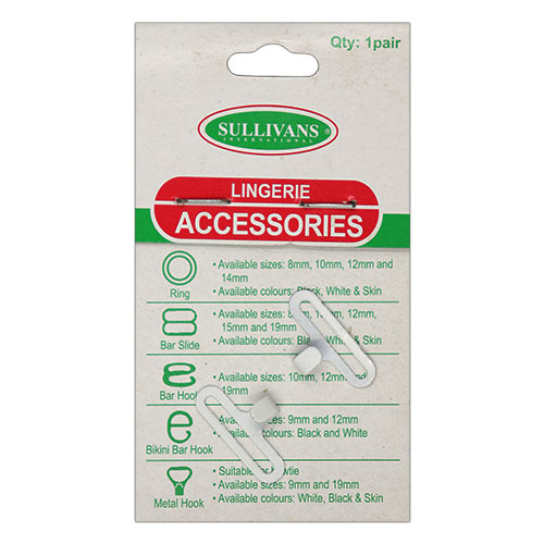 11986 Sullivans 19mm Metal Lingerie Hook - White