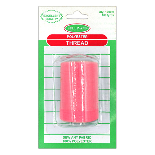 12042 Sullivans Polyester Thread - 1000m - Fluro Pink