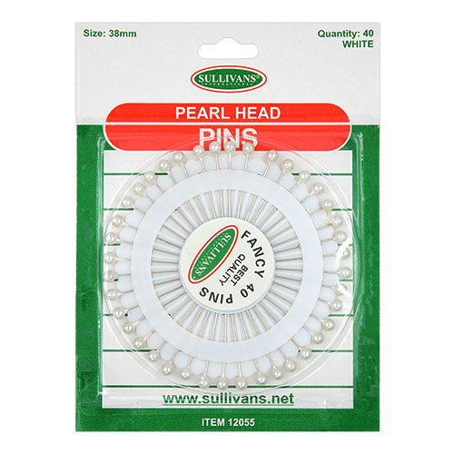 12055 Sullivans Pearl Head Pins - White  40pcs