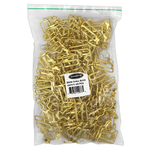 12073 Sullivans Bulk 25mm Overall Buckle Fasteners - Gold - Bag Of 100