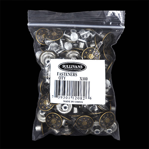12082 Sullivans 17mm Jean Button Fasteners - Star Pattern - Bronze - 100 Sets