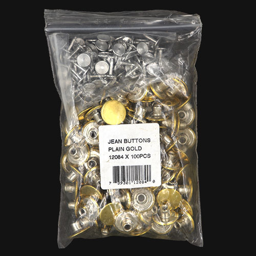 12084 Sullivans 17mm Jean Button Fasteners - Gold - 100 Sets