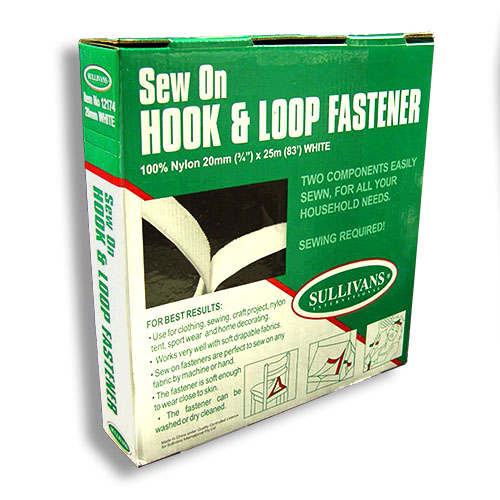 12174 Sullivans Sew On Hook & Loop Tape - 20mm - White 