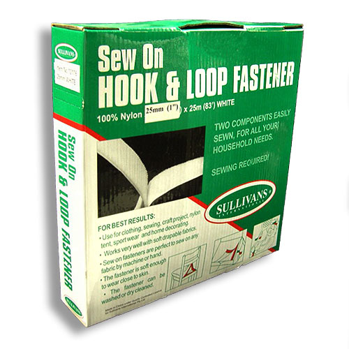 12176 Sullivans Sew On Hook & Loop Tape - 25mm - White 